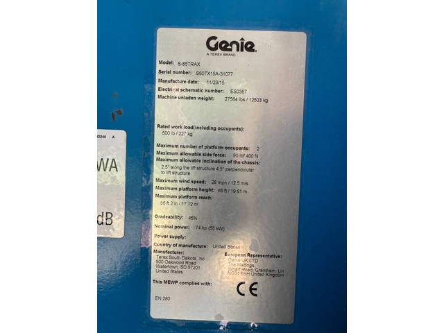 Genie S 65 Trax 22meter
